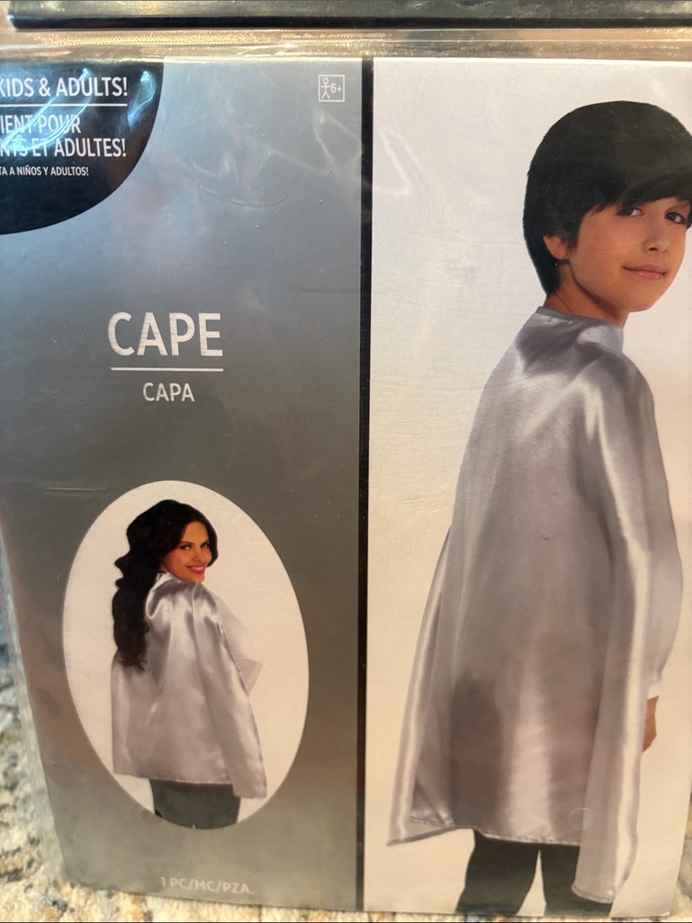 NWT Adult/Kids Silver Costume Cape - Classic Satin Cape
